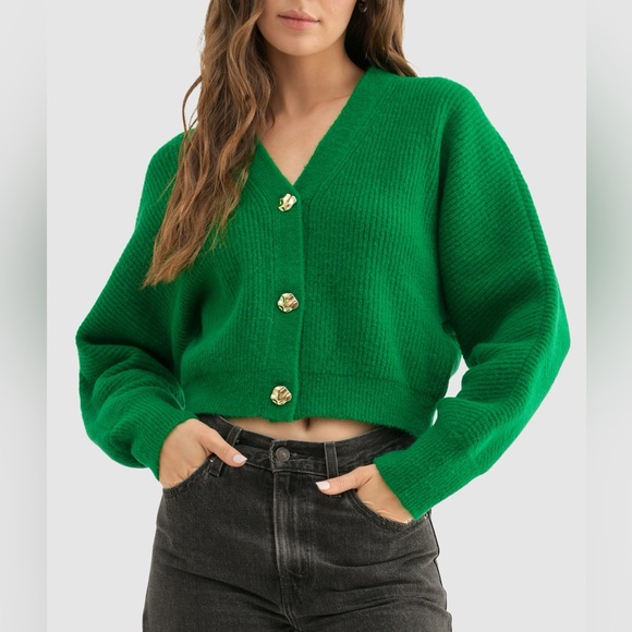 Lush Emerald Button-Up Cardigan - Picture 1 of 5